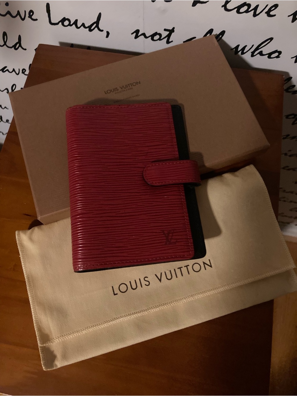Authentic LOUIS VUITTON Epi Red Agenda PM Day Planner Notebook Cover